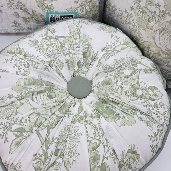 NEW Laurel Manor Toile Garden Sage Green KING Cotton Quilt & 2 Pillows Set Farm - Picture 6 of 12